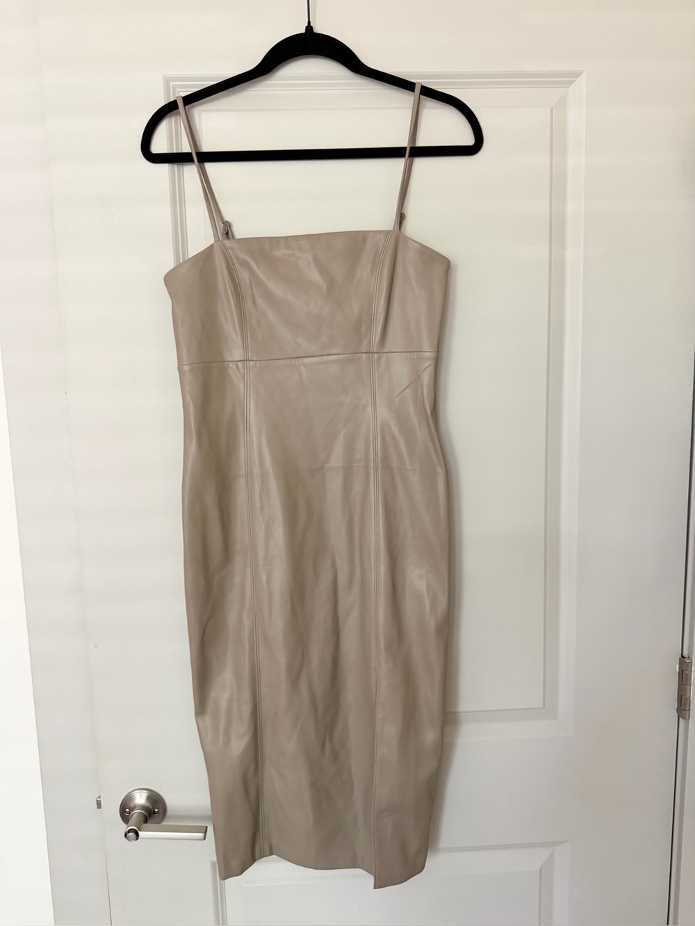 NWT sexy Express tan faux leather slip dress bodycon fit